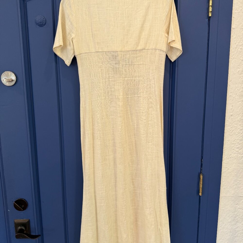 MAYA TIE-FRONT LINEN BLEND MAXI DRESS - Picture 3 of 3